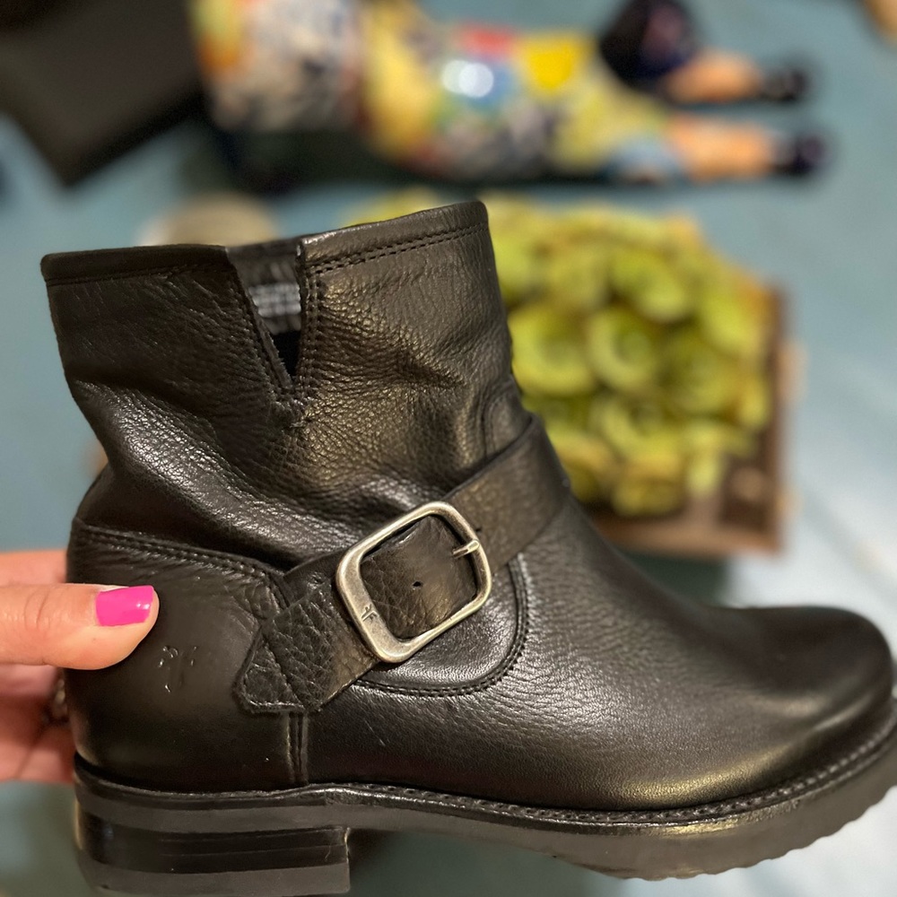 Black FRYE leather booties